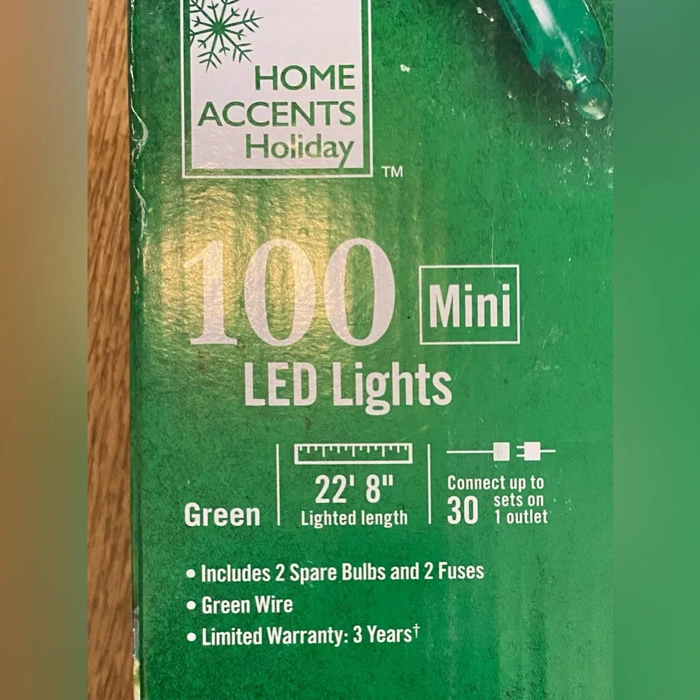 Home Accents Holiday Green LED Lights NIB